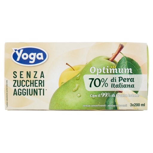 [000004109] Yoga Optimum Succo Pera Italiana senza Zuccheri Aggiunti Ml.200 X 3