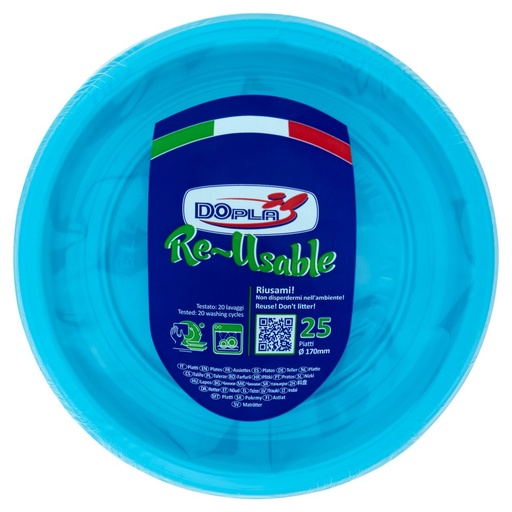 [000004351] Dopla Piatti Frutta Riutilizzabili Azzurri Pz.25