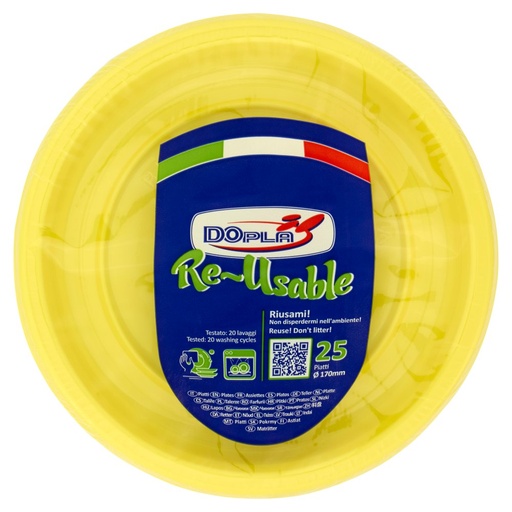 [000004352] Dopla Piatti Frutta Riutilizzabili Gialli Pz.25