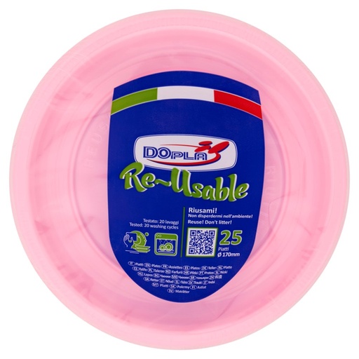 [000004354] Dopla Piatti Frutta Riutilizzabili Rosa Pz.25