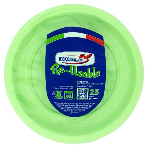 [000004355] Dopla Piatti Frutta Riutilizzabili Verde Pz.25
