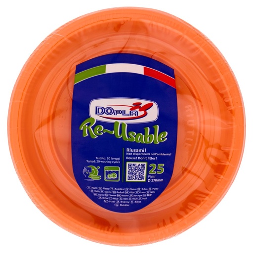 [000004356] Dopla Piatti Frutta Riutilizzabili Arancioni Pz.25