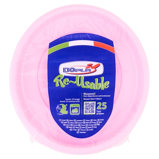 [000004357] Dopla Piatti Piani Riutilizzabili Rosa Pz.25
