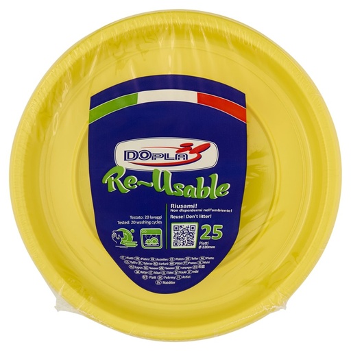 [000004361] Dopla Piatti Piani Riutilizzabili Gialli Pz.25
