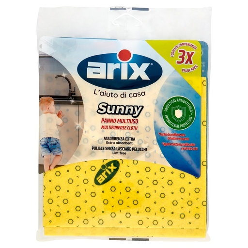 [000004380] Arix Panno Multiuso Microfibra Giallo Sunny Pz.3
