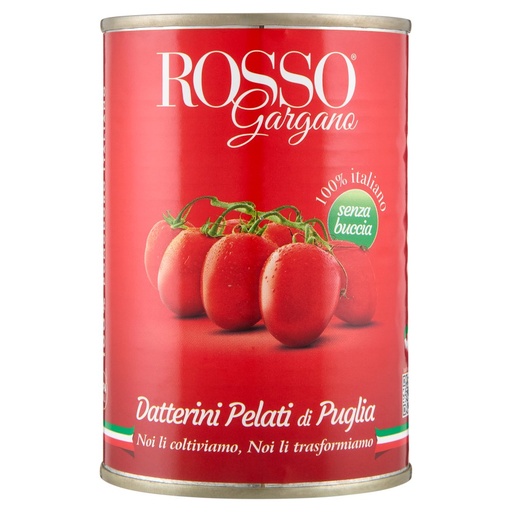 [000004381] Rosso Gargano Pomodori Datterini Pelati di Puglia Gr.400