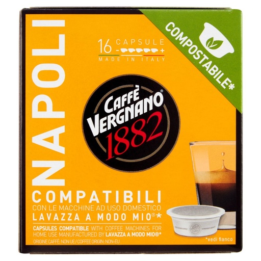 [000004406] Caffè Vergnano 1882 Napoli Capsule Compatibili Lavazza a Modo Mio 16 x Gr.7,5
