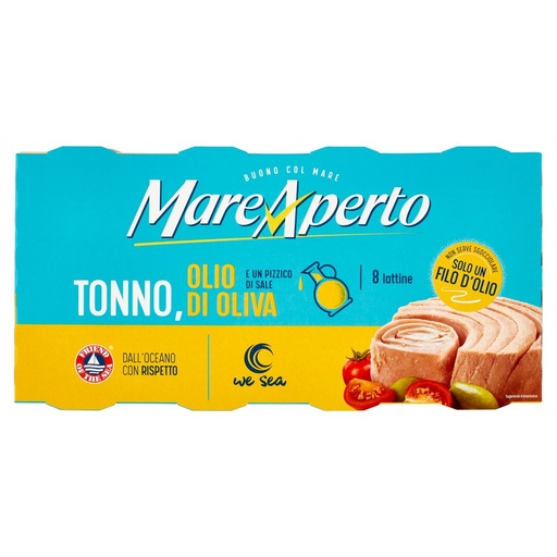 [000004427] Mare Aperto Tonno con Solo un Filo di Olio di Oliva Pz.8 X Gr.60