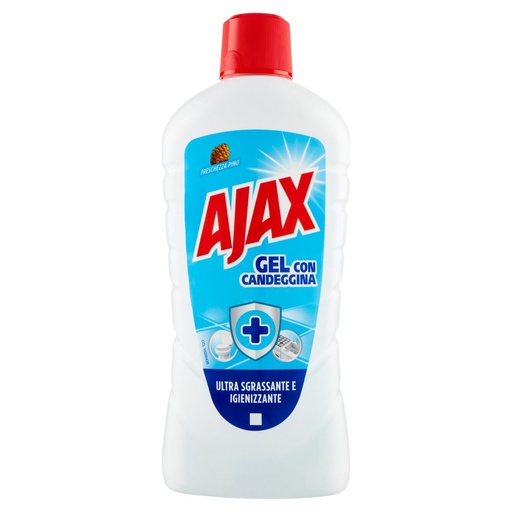 [000004609] Ajax Detersivo Pavimenti Pino Gel con Candeggina Igienizzante Lt.1