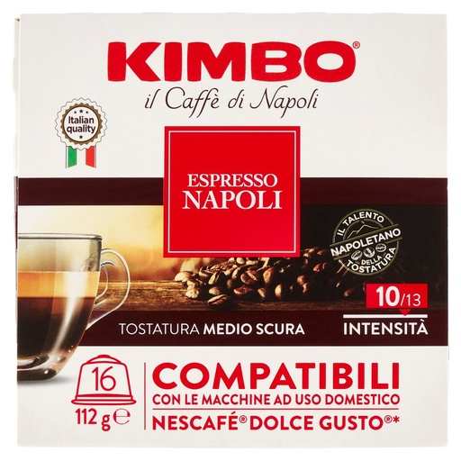 [000005141] Kimbo Caffè Espresso Napoli Capsule Compatibili con le Macchine Nescafé Dolce Gusto 16 x Gr.7