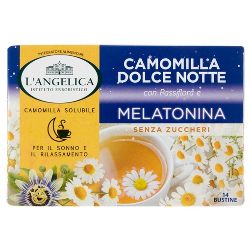 [000005194] L'Angelica Camomilla Solubile Dolce Notte con Passiflora e Melatonina 14 Bustine