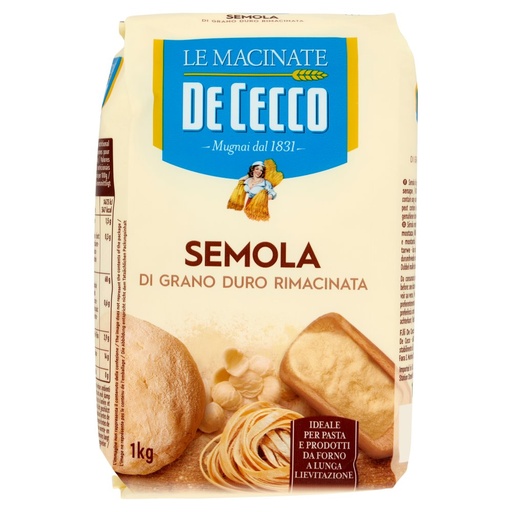 [000005215] De Cecco Semola di Grano Duro Rimacinata Kg.1