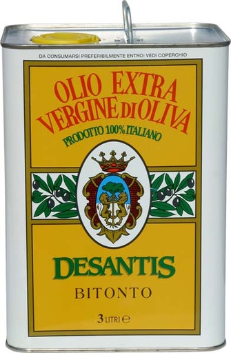 [000006759] Desantis Olio Extra Vergine D'Oliva 100% Italiano Lattina Lt.3