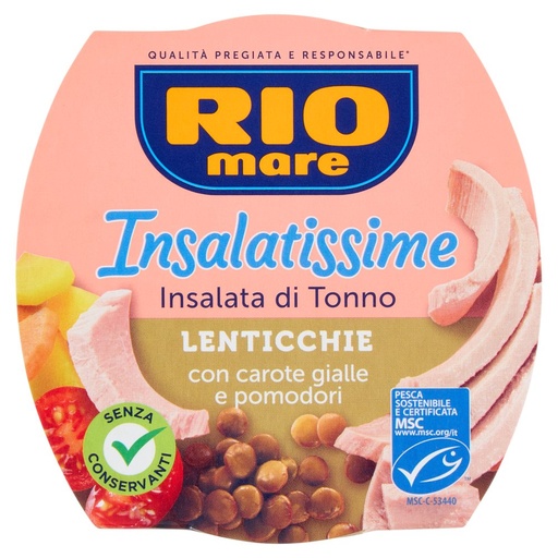[000006784] Rio Mare Insalatissime Insalata di Tonno Lenticchie con Carote Gialle e Pomodori Gr.160