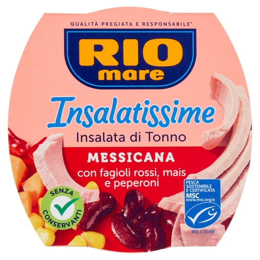 [000006788] Rio Mare Insalatissime Insalata di Tonno Messicana con Fagioli Rossi, Mais e Peperoni Gr.160