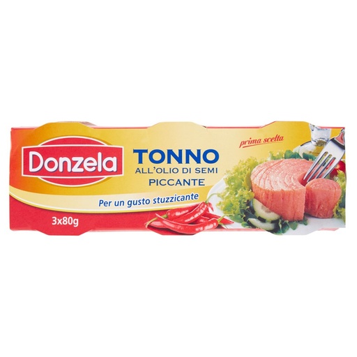 [000006798] Donzela Tonno all'Olio di Semi Piccante Pz.3X Gr.80