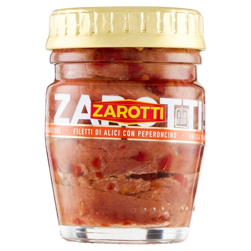 [000006810] Zarotti Filetti Alici al Peperoncino in Olio di Semi di Girasole Gr.60