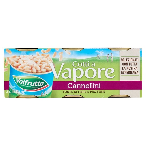 [000006872] Valfrutta Fagioli Cannellini Cotti a Vapore Pz.3 X Gr.150