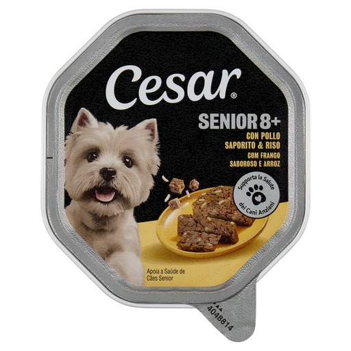[000006903] Cesar Senior 8+ Cibo Umido per Cane con Pollo e Riso in Gelatina Gr.150