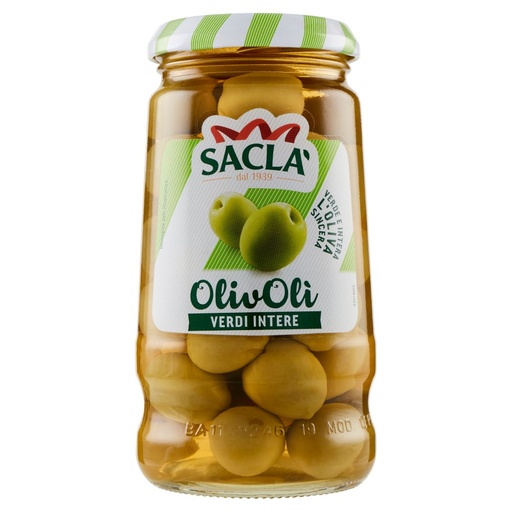 [000006990] Sacla' Olive Verdi Intere Gr.290