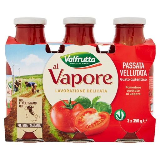 [000007038] Valfrutta Passata di Pomodoro Vellutata al Vapore Pz.3 X Gr.350