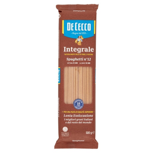 [000007176] De Cecco Integrale Spaghetti N°12 Gr.500